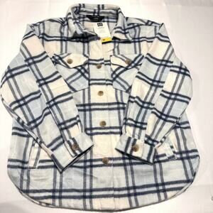 Member's Mark Women's Blue Ivory Plaid Shacket Size Medium